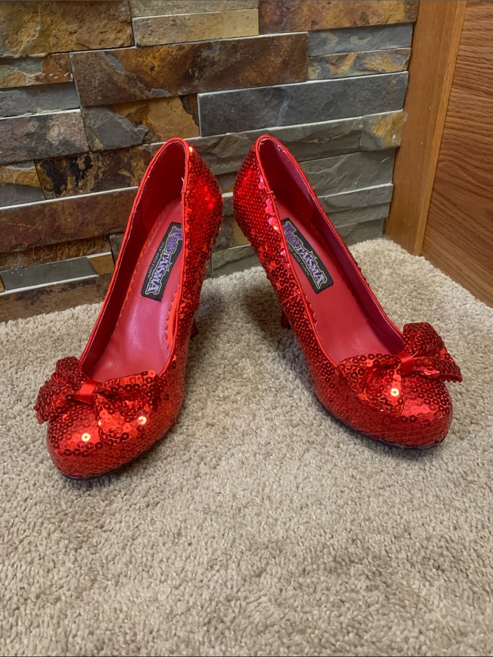Red Sequin Dorothy Halloween funtasma  Bow High Heels for Women 8